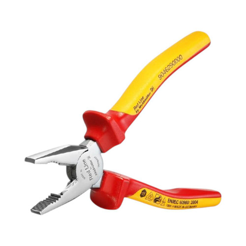 Weidmuller KBZ 180 VDE-Insulated Combination Pliers, 2.8mm Max Cutting Capacity, 60 HRC, Plastic Grips