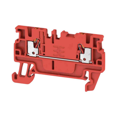 Weidmuller A2C 1.5 RD Feed-Through Terminal Block, 1.5mm², 17.5A, 500V, Push-In, 2 Connections, Red, DIN Mount