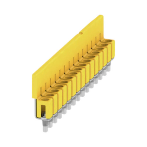 Weidmuller WQV 2.5/15 Cross-Connector for Terminal Blocks, 15 Pole, 2.5mm², 32A, Yellow, Screw-In, Insulated