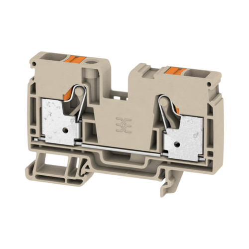 Weidmuller A2C 10 Feed-Through Terminal Block, 10mm², 57A, 1000V, Push-In, 2 Connections, Beige, TS 35 Mount