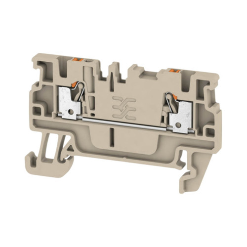 Weidmuller A2C 1.5 Feed-Through Terminal Block, 1.5mm², 17.5A, 500V, Push-In, 2 Connections, Beige, TS35 Mount
