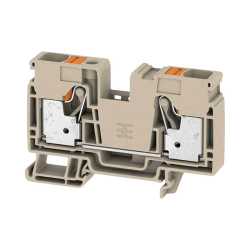 Weidmuller A2C 16 Feed-Through Terminal Block, 16mm², 76A, 1000V, Push-In, 2 Connections, Beige, TS 35 Mount
