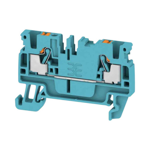 Weidmuller A2C 2.5 BL Feed-Through Terminal Block, 2.5mm², 24A, 800V, Push-In, 2 Connections, Blue, TS35 Mount