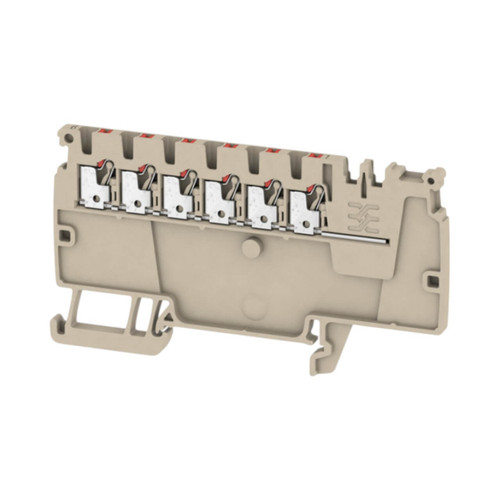 Weidmuller AAP11 1.5 LI RD Supply Terminal Block, 1.5mm², 17.5A, 500V, Push-In, 6 Connections, Beige, TS 35