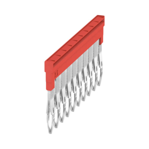 Weidmuller ZQV 1.5N/10 RD Cross-Connector for Terminal Blocks, 10 Pole, 1.5mm², 17.5A, Red, Push-In, Insulated