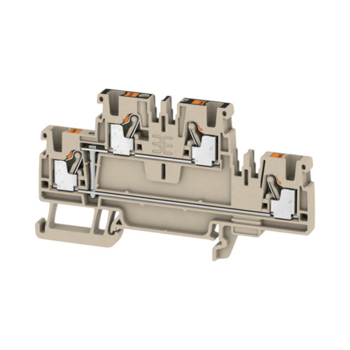 Weidmuller A2T 2.5 VL Double-Level Terminal Block, 2.5mm², 24A, 800V, Push-In, 4 Connections, Vertical Connect