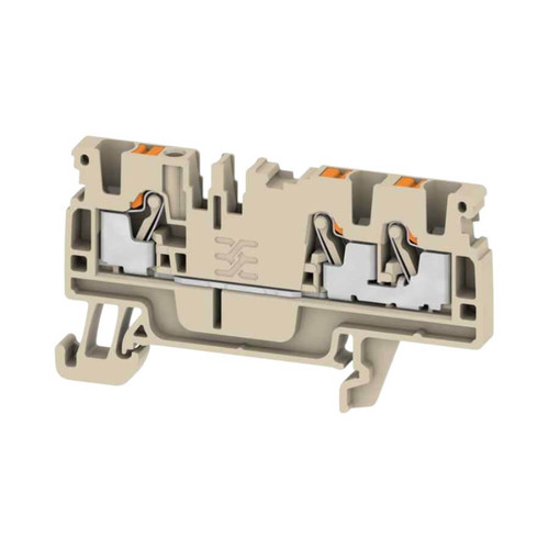 Weidmuller A3C 2.5 Feed-Through Terminal Block, 2.5mm², 24A, 800V, Push-In, 3 Connections, Beige, TS 35 Mount