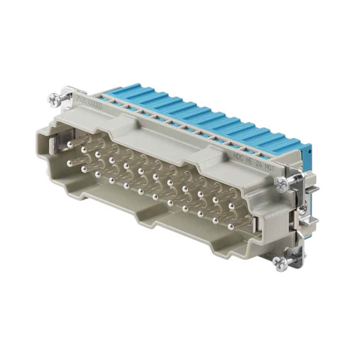 Weidmuller RockStar Heavy-Duty Connector, Male Insert, 24 Pole, 16A, 500V, Male, Quick-Lock Termination, Blue