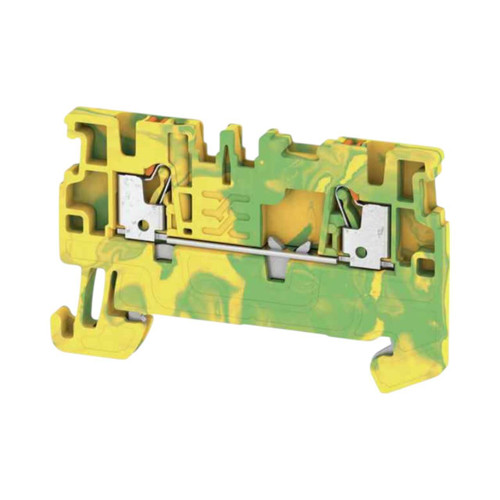 Weidmuller A2C 1.5 PE Earth Terminal Block, 1.5mm², 500V, Push-In, 2 Connections, Green/Yellow, TS 35 Mount