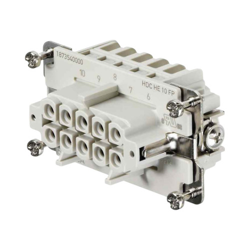 Weidmuller HDC HE 10 FP Heavy-Duty Connector Insert, Female, 10 Pole, 16A, 500V, Push-In Connection, Beige