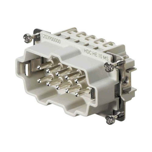 Weidmuller HDC HE 10 MS Heavy-Duty Connector Insert, Male, 10 Pole, 16A, 500V, Screw Connection, Beige