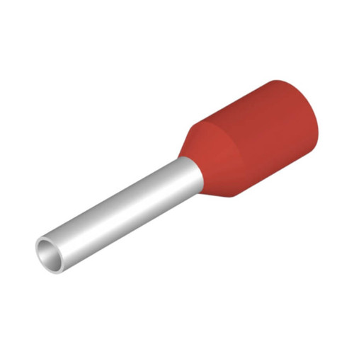 Weidmuller Wire-End Ferrule for Crimping, 1mm², 10mm Stripping Length, Red, Electro-Tinned Copper