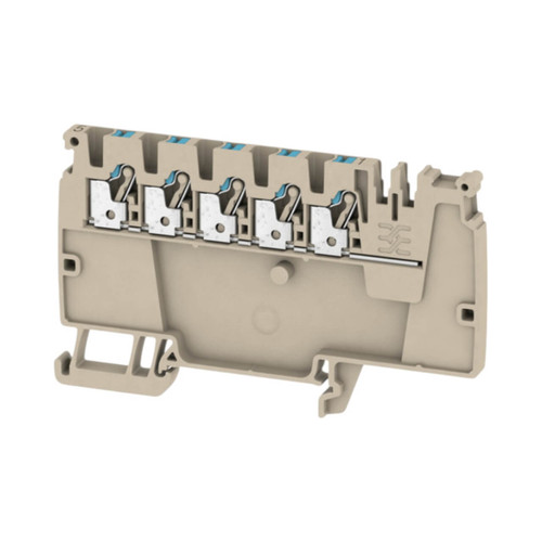 Weidmuller AAP12 2.5 LI BL Supply Terminal Block, 2.5mm², 24A, 800V, Push-In, 5 Connections, Beige, TS35 Mount