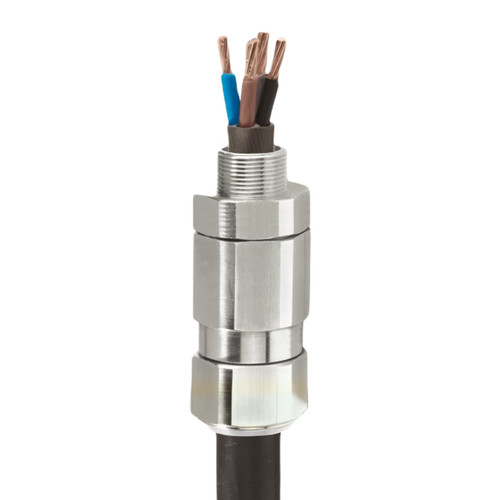 CMP T3CDS Hazardous Area Cable Gland, M50, 35.2 to 46.7mm Cable Size, Nickel-Plated Brass, Armoured, IECEx