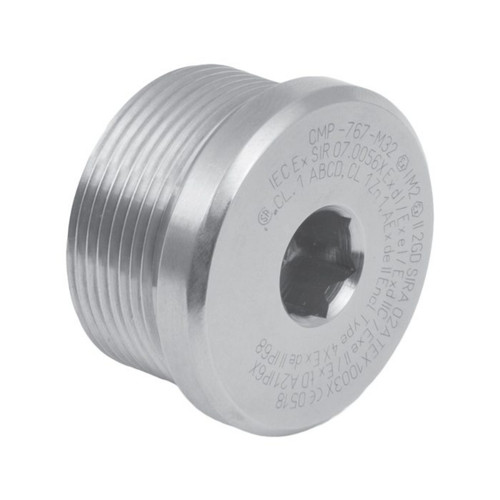 CMP 767 Hazardous Area Dome Stopping Plug, 1 ¼" NPT, Nickel-Plated Brass, Ex d/e/t, IP66/IP68, ATEX/IECEx