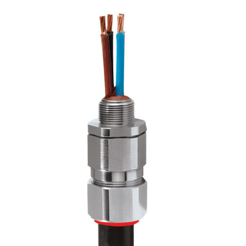 CMP PX2K Hazardous Area Barrier Cable Gland, M20, 12.5 to 20.9mm Cable, Armoured, Nickel Plated Brass, IECEx