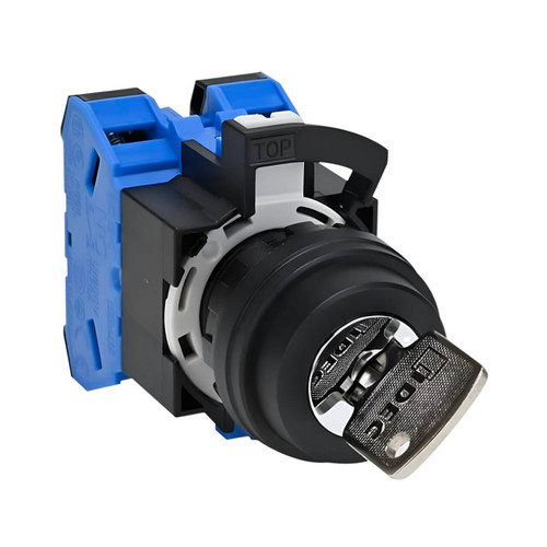 IDEC HW1K Key Selector Switch, 22mm, 2-Position, Maintained, 2NO, Key Removable Left, Plastic Bezel