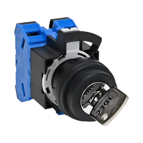 IDEC HW1K Key Selector Switch, 22mm, 2-Position, Maintained, 2NO, Key Removable Left, Plastic Bezel