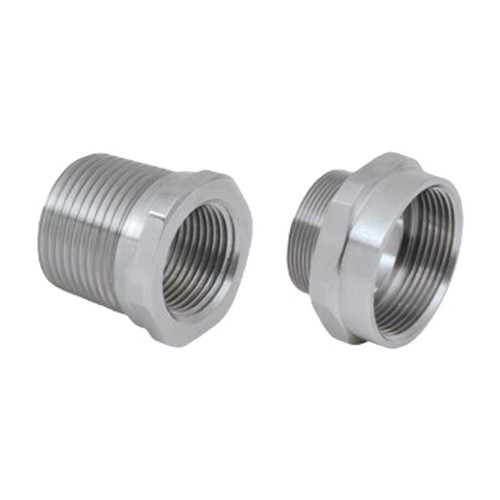 CMP 737 Hazardous Area Thread Reducer, 1-1/4" NPT Male to M40 Female, Nickel-Plated Brass, Ex d/Ex e, IECEx