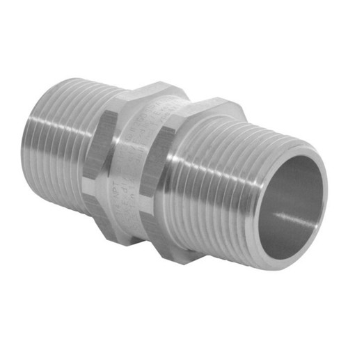 CMP 797 Hazardous Area Thread Adapter, M20 Male to M20 Male, Nickel-Plated Brass, Ex d/Ex e, IECEx