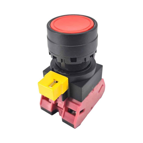IDEC HW1B Pushbutton Switch, 22mm, Momentary, 2NC, Red, Flush, 10A, Screw Terminals, Plastic Bezel