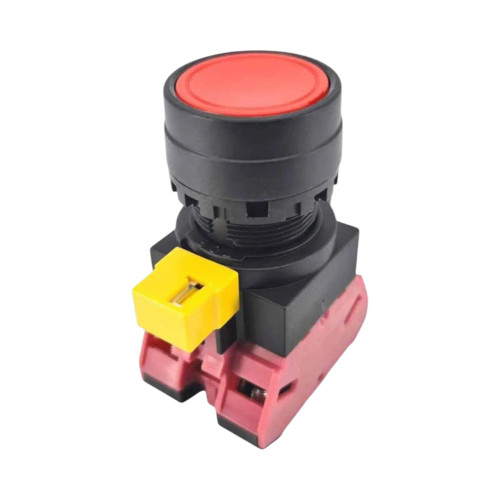 IDEC HW1B Pushbutton Switch, 22mm, Momentary, 2NC, Red, Flush, 10A, Screw Terminals, Plastic Bezel