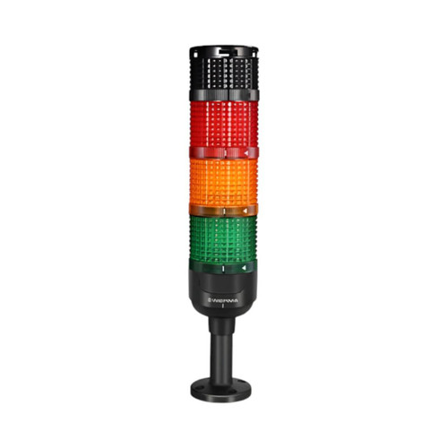 Werma MST 71 LED Signal Light Tower, Red/Green/Yellow, 24V DC, Permanent, 95dB Buzzer, IP65, Base Mount