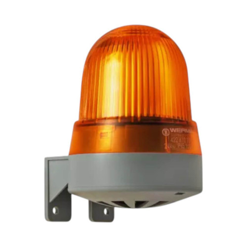 Werma LED Signal Beacon with Buzzer, Yellow, 24V, 92dB, Continuous/Pulse Tone, 83mm Diameter, IP65, Wall Mount