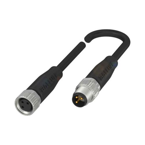 Balluff BCC Double-Ended Cable, M8 Female to M8 Male, 3-Pin, A-Coded, 3m PUR Black, Unshielded, IP67/IP69K