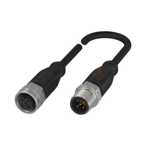 Balluff BCC Double-Ended Cable, M12 Female to M12 Male, 5-Pin, A-Coded, 1m PUR Black, Unshielded, IP67/IP69K