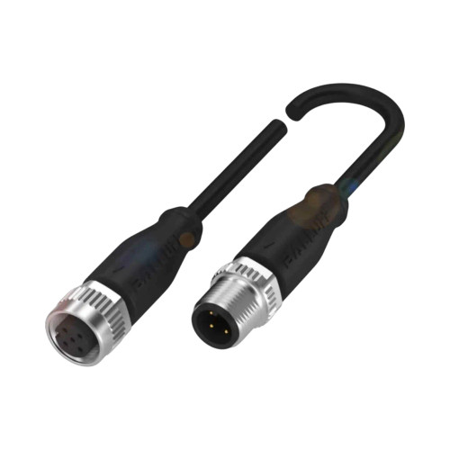 Balluff BCC Double-Ended Cable, M12 Female 5-pin to M12 Male 4-pin, Straight, A-Coded, 5m PUR Black, IP67