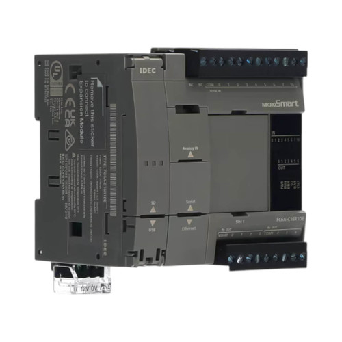 IDEC FC6A MicroSmart PLC, 9 DC Inputs, 7 Transistor Sink Outputs, 24VDC, Ethernet, Expandable, IP20, DIN Mount