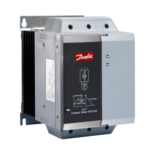 Danfoss VLT MCD 202 Soft Starter, 37kW, 75A, Three Phase 200-440V AC, 110/240V AC or 440V AC Control, IP20