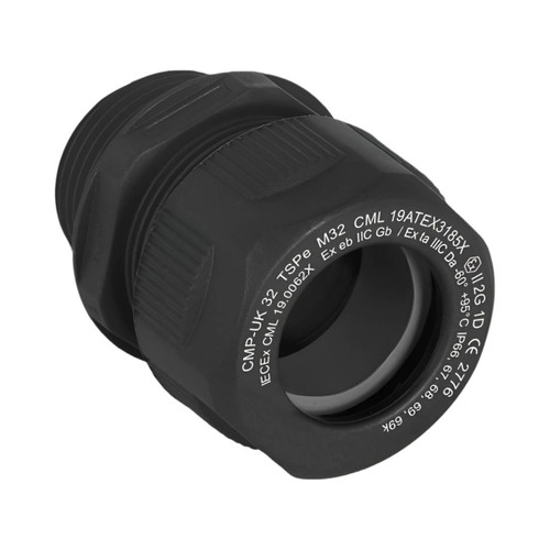 CMP TSPe Hazardous Nylon Cable Gland, M16, 3.2-10mm Cable, Black Polyamide, Ex e/Ex t, Long Thread