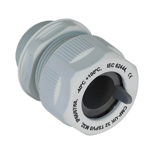 CMP TSP Industrial Nylon Cable Gland for Unarmoured Cables, M20, 9-14mm Cable, Grey, IP68, Locknut Included
