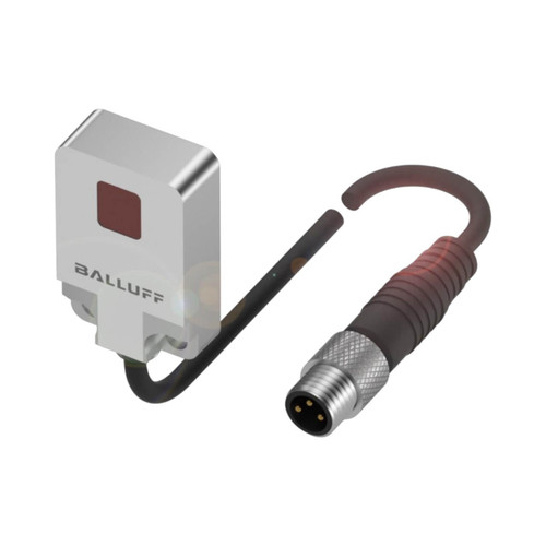 Balluff BOS Retroreflective Photoelectric Sensor, PNP NO, 1m Range, Red LED, M8 3-Pin Connector, 0.2m, IP67
