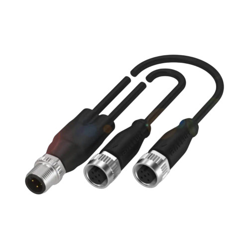 Balluff BCC M12 Y-Splitter Cable, 4-Pin Male to Dual 5-Pin Female, 1m PUR, 250V AC/DC, IP67