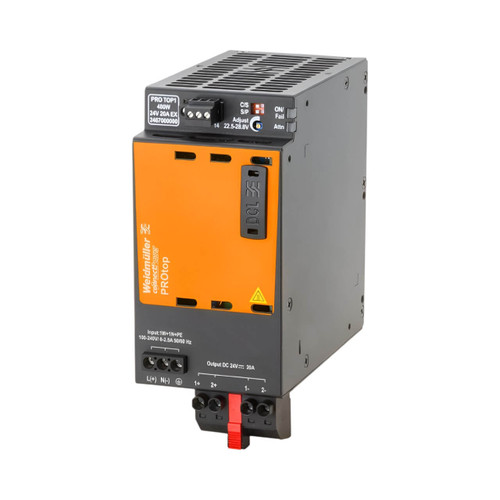 Weidmuller PRO TOP1 DIN Rail Power Supply, 110-240V AC/120-340V DC Input, 24V DC Output, 480W, 20A, ATEX/IECEx
