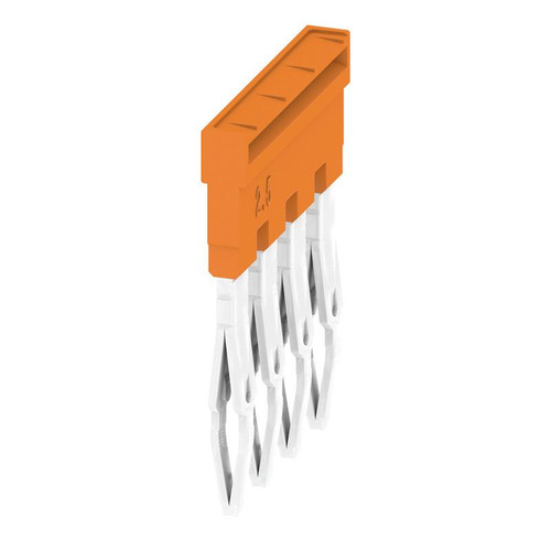 Weidmuller ZQV 2.5N/4 Cross-Connector for Terminal Blocks, 4 Poles, 2.5mm², 24A, Push-In, Orange