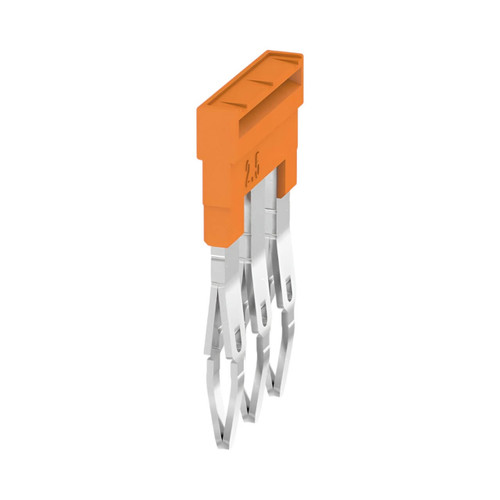 Weidmuller ZQV 2.5N/3 Push In Cross-Connector, 3 Pole, 2.5mm², 5.1mm Pitch, 24A, Orange