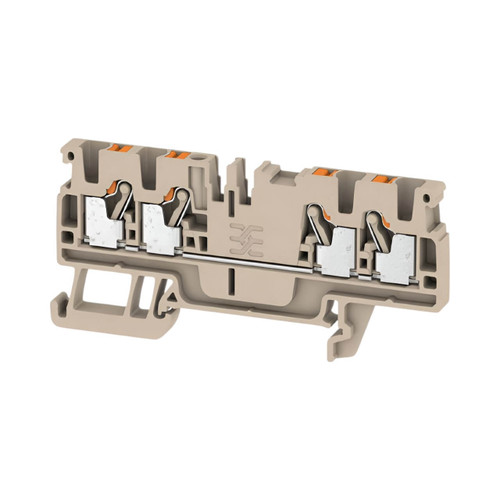 Weidmuller A4C 2.5 Feed-Through Terminal Block, 2.5mm², 24A, 800V, Push-In, Beige, TS35 DIN Rail Mount