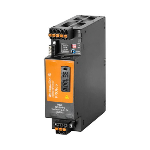 Weidmuller PRO TOP1 DIN Rail Power Supply, 100-240V AC/120-340V DC Input, 24V DC Output, 240W, 10A