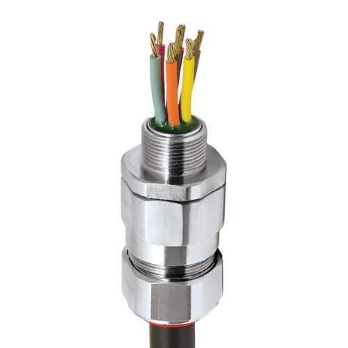 CMP PX2KREX Barrier Cable Gland, M20, Nickel-Plated Brass, 9.5-15.9mm, RapidEx Seal, Ex d/e/nR/ta, ATEX/IECEx