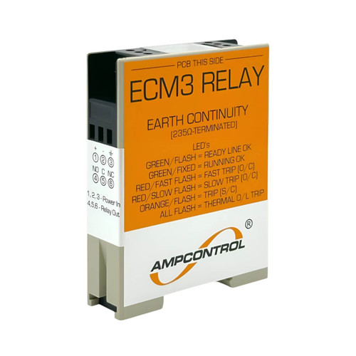 Ampcontrol ECM3 Earth Continuity Relay, 20-50V AC/19-70V DC, Adjustable Trip, DIN Rail Mount