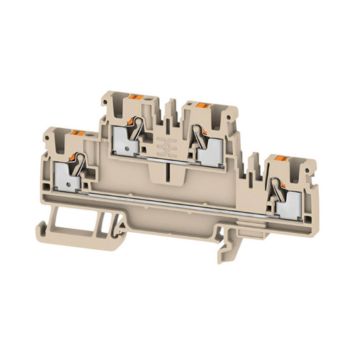 Weidmuller A2T Double-Level Feed-Through Terminal Block, 2.5mm², 800V, 24A, Push-In, 4 Connections, Beige