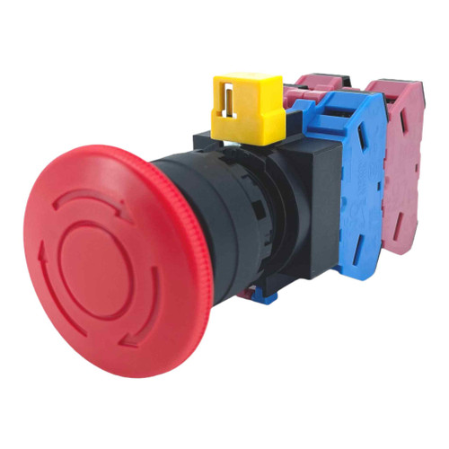 IDEC HW1B 40mm Emergency Stop Pushbutton, Push-Lock Turn-Reset, 1NO/3NC, Red