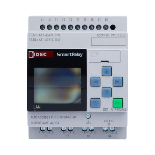 IDEC FL1F SmartRelay PLC, 12 I/O, 24V AC/DC, Analog Inputs, Relay Outputs