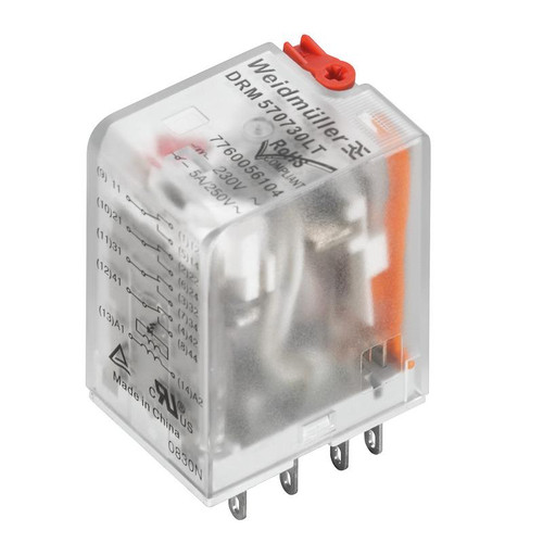 Weidmuller DRM Electromagnetic Relay, 4PDT, 5A, 24V AC Coil, Plug-In with Test Button