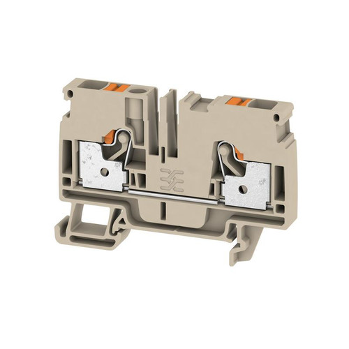 Weidmuller A2C 6 Feed-Through Terminal Block, 6mm², 800V, 41A, Push-In, 2 Connections, Single-Level, Beige