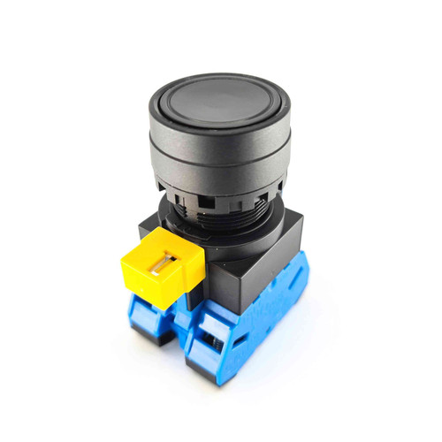 IDEC HW1B Momentary Pushbutton Switch, Black 2NO, 22mm Cutout